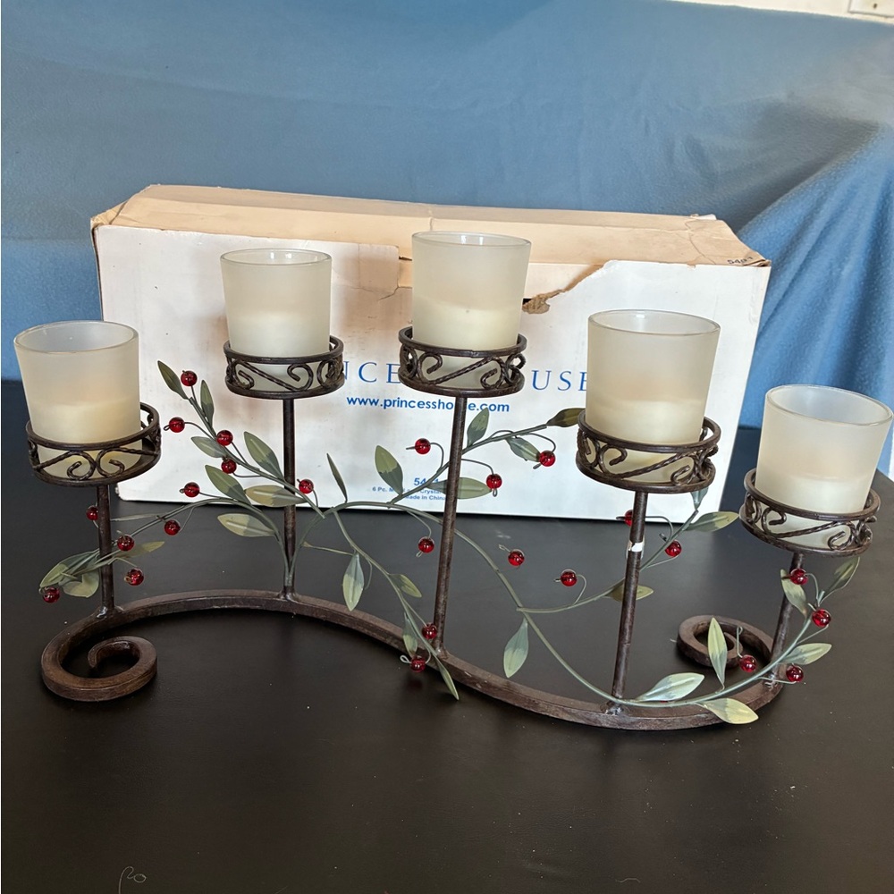 Princess House Candle Holder Winter Vine candle centerpiece